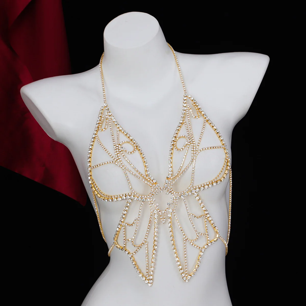 Fashionable Hanging Neck Exaggerated Style Large Butterfly Pattern Chest Chain Nightclub Ladies' Body Chain