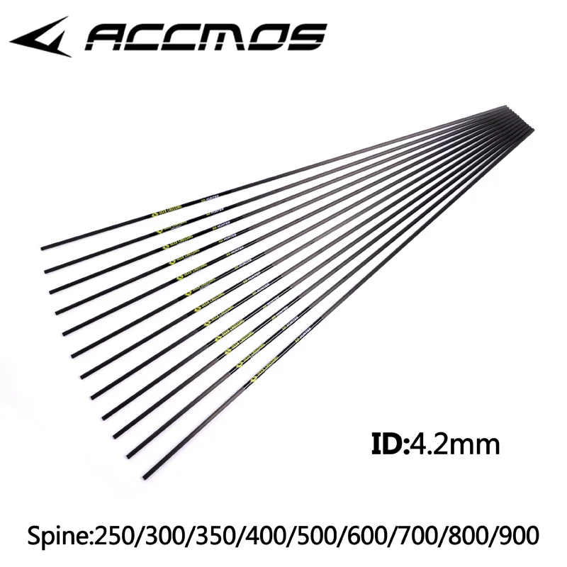 12pcs 31 inch ID 4.2 or 6.2 mm Spine 250 300 400 500 600 700 800 900 1000 Pure Carbon Arrow Shafts Arrow Archery for Bow Hunting