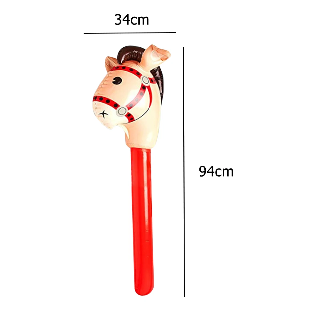 Practical Multi-functional Classic PVC Inflatable Horse Head Stick Ride-on Animal Toy for Kid Plaything Party Decor