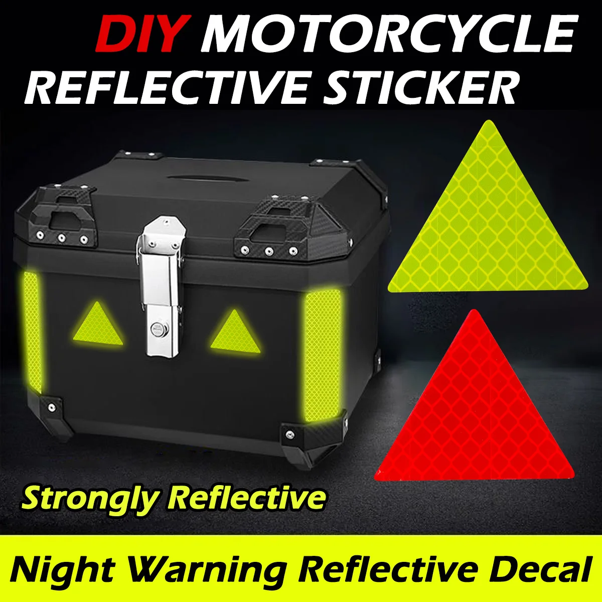 DIY Motorcycle Night Triangle Warning Strongly Reflective Stickers Moto Scooter Body Fender Top Case Helmet Decals Accessories