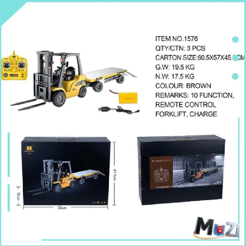 

Huina 1576 1:10 Remote Control Forklift 8-channel Excavator Semi-Alloy Version Large Remote Control Engineering Car Toy Gift