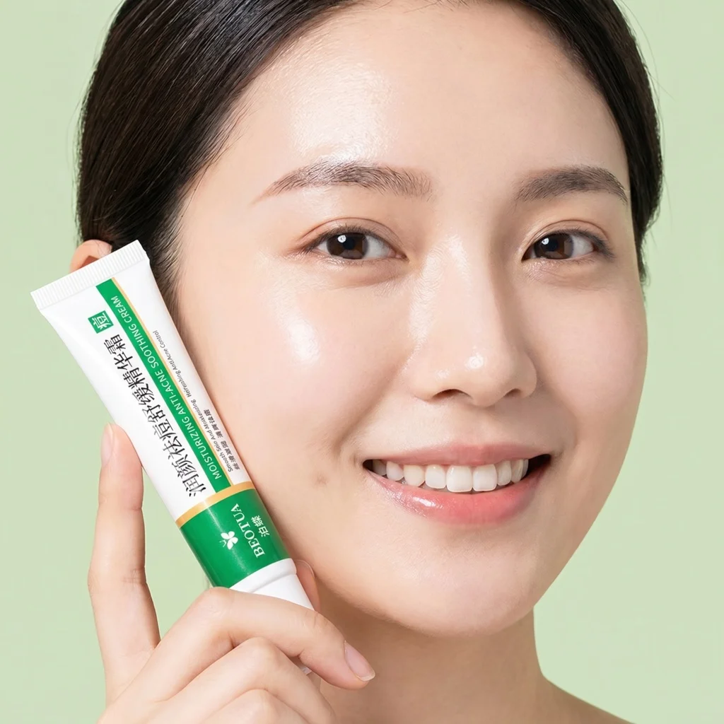 Herbal Acne Treatment Cream Moisturizing Refreshing Oil Control Facial Care Cream for Blemish Rough Uneven Breakout Skin