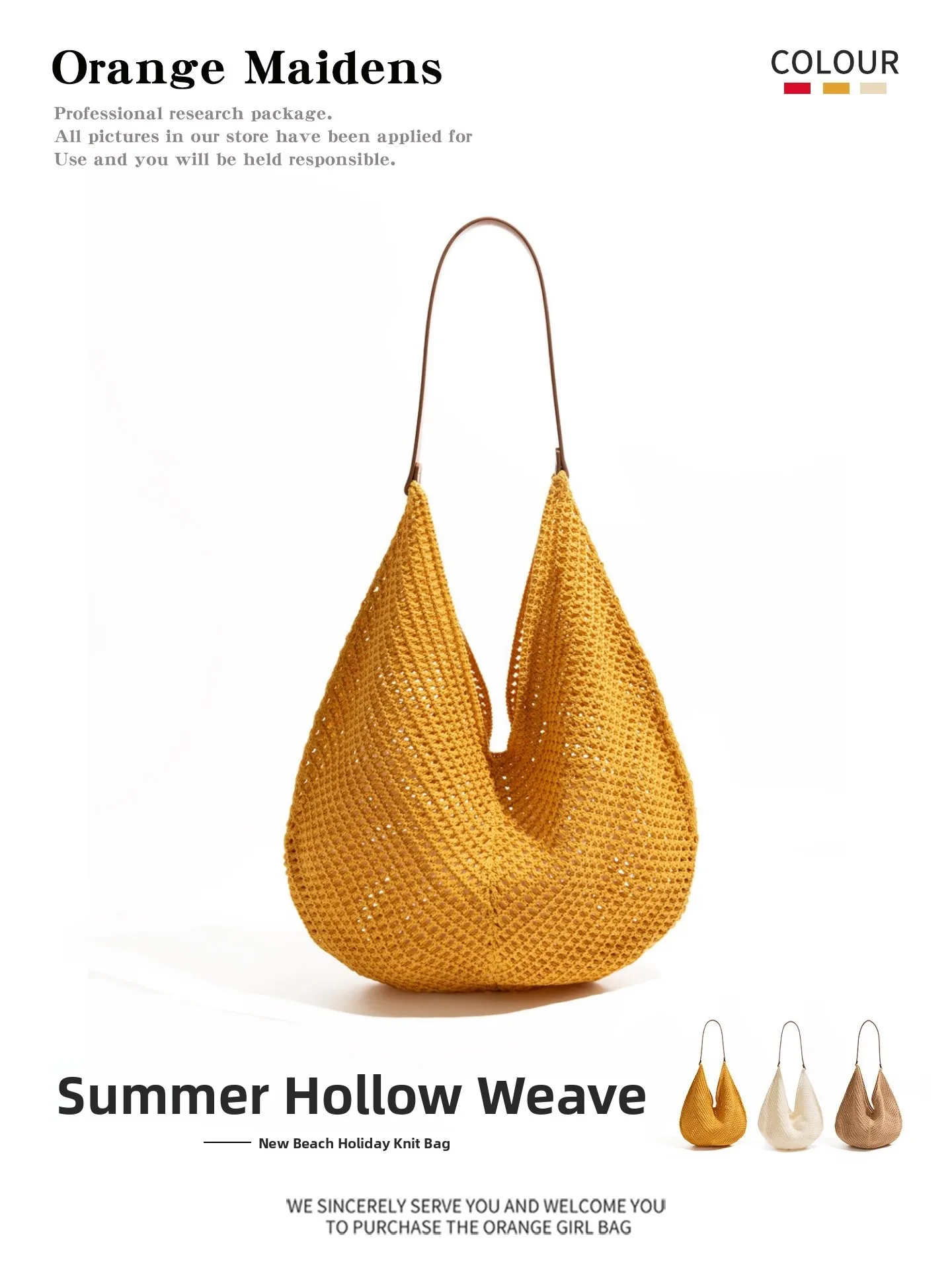 

Large Capaci Yellow Woven Underarm Bag Single oulder Tote Beach Vaion Bag Orange Girl Brand Summer 2025 Cotton Bag