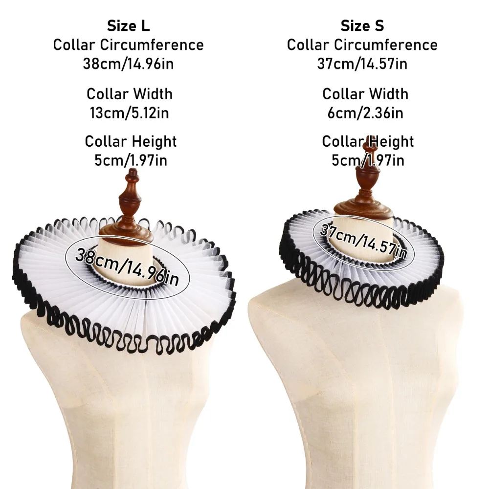 Detachable Shakespeare Neck Ruffled Collar Elegan Vintage Renaissance False Collar Victorian Costume Retro Ruff Collar