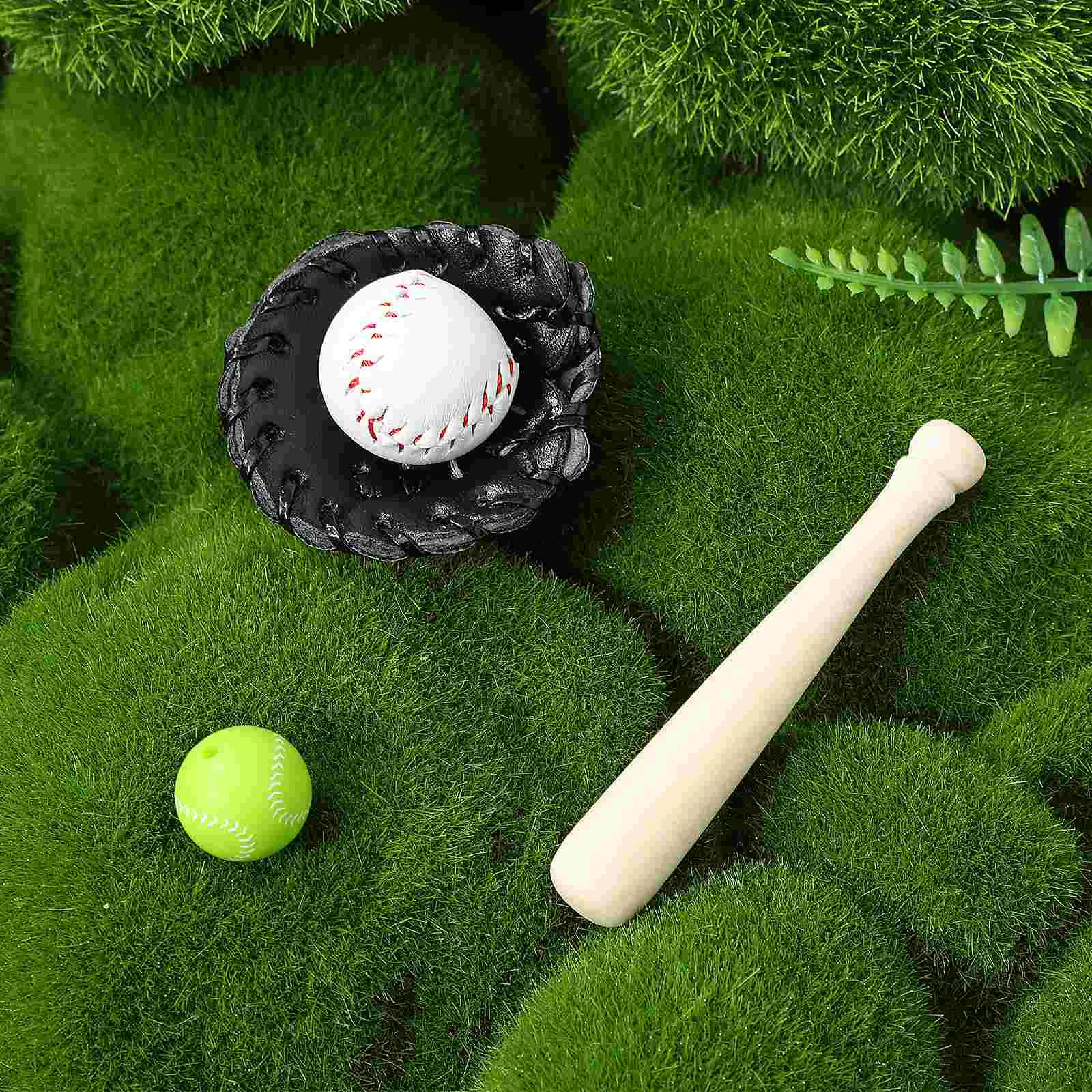 Baseball Modell Mini Haus Dekor Miniatur Puppen Sport Bälle Handschuh Mädchen Spielzeug Fledermaus Pretend