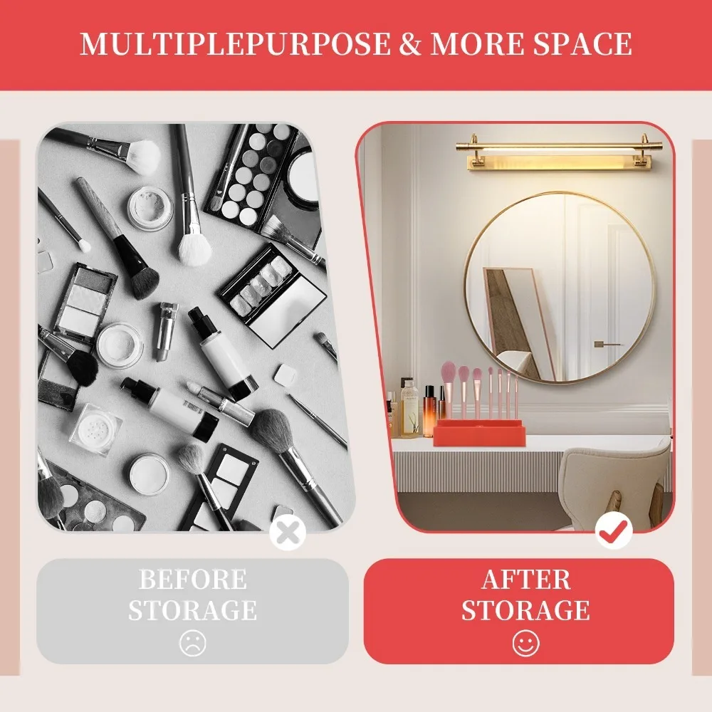 Soporte para brochas de maquillaje de rejilla múltiple, estante de escritorio, almacenamiento de papelería, organizador de escritorio, caja de clasificación de Material de silicona