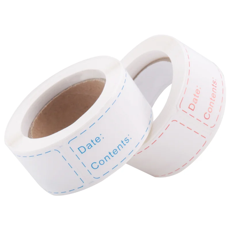 ABJY-300Pcs ملصقات الفريزر القابلة للإزالة 1 × 3 بوصة ملصقات تخزين المواد الغذائية، ملصق ورقي لفريزر الثلاجة سهل التنظيف