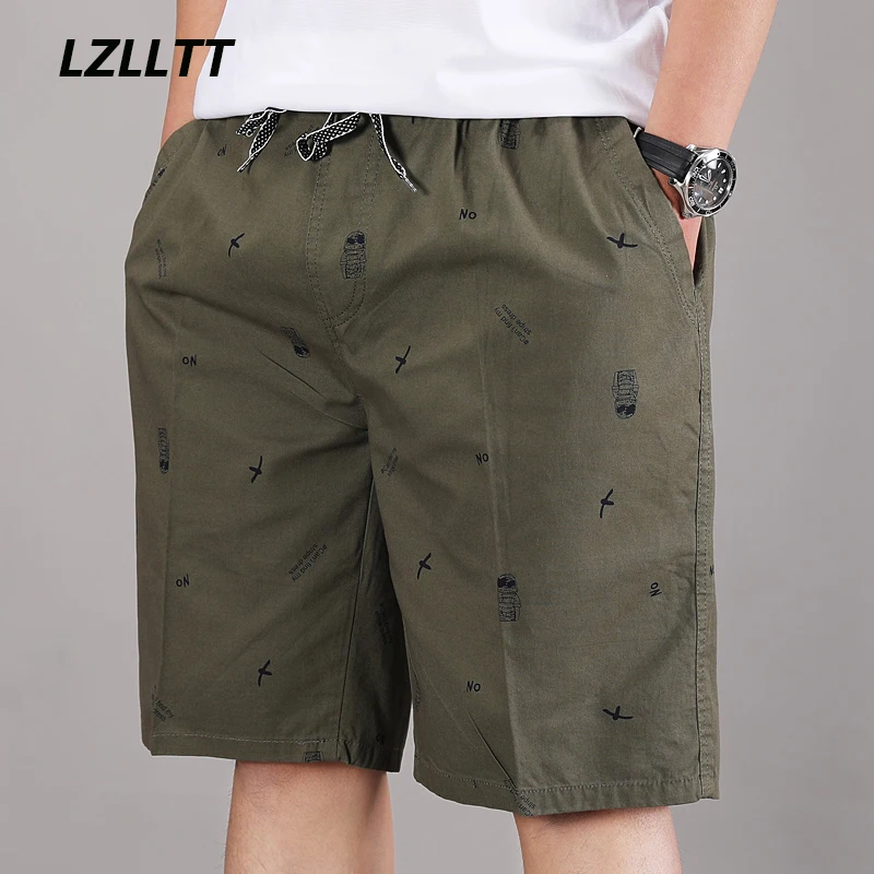 

2023 Men Summer Cargo Shorts Men Elastic Waist Fashion Casual Cotton Beach Shorts Men Outwear Breathable Quick Dry Shorts Male