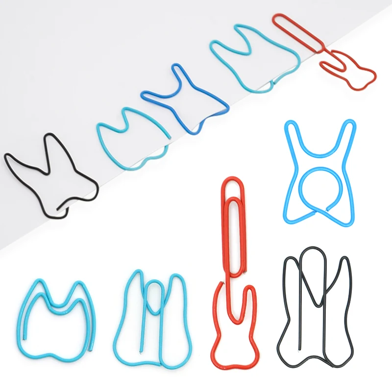 50pcs Metal Paper Clip Cute Tooth Shape Paperclip Bookmark Index Memo Ticket Multifunctional Clip Dentistry Stationery Gift