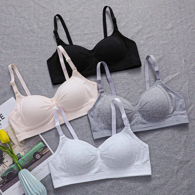 

Pure Cotton Glossy Girls Without Steel Rings Underwear Bras Thin Section Push Up Adjustable Bra Clothes For Teenage Girls