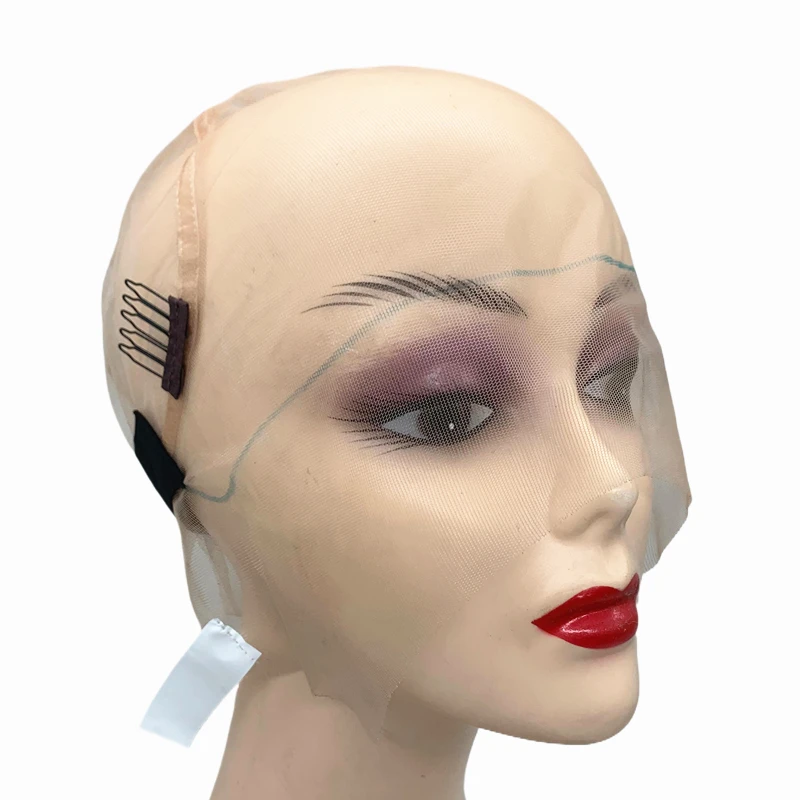 HD كامل الدنتلة غطاء شعر مستعار الأشرطة قابل للتعديل أربطة مرنة شعر مستعار مشط تهوية العقد ملحق لصنع شعر مستعار