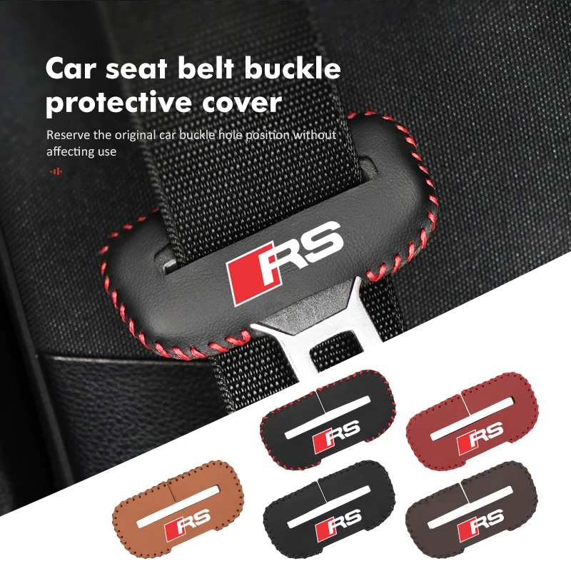 Leather Car Seat Belt Buckle Clip Anti-Scratch Protector Cover For Audi A4L Q5L Q2L R8 RS A6L S Line Quattro TT S5 S6 Q3