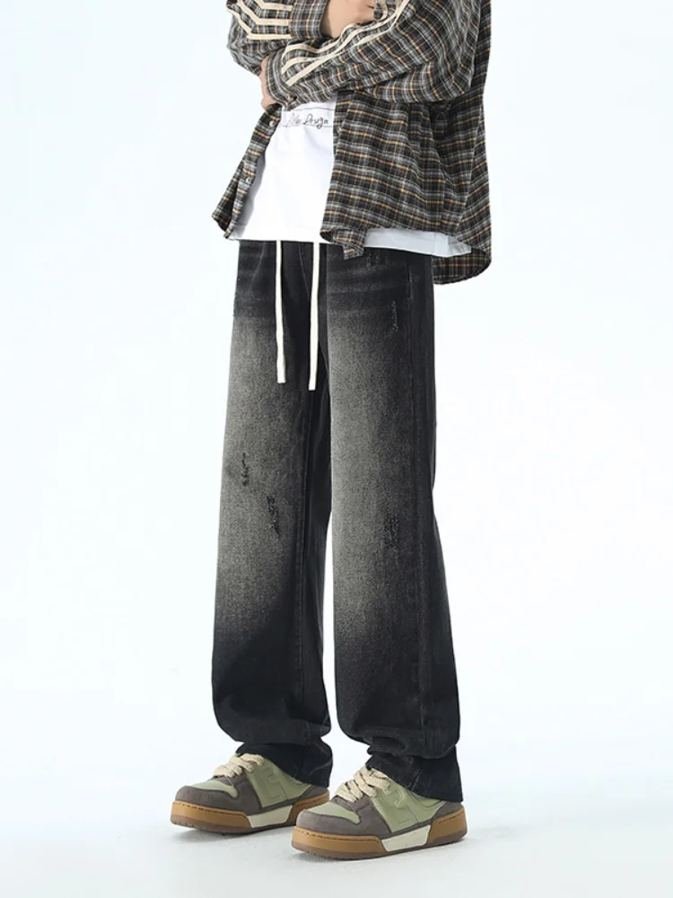 

Waed Vintage Men's Jeans Loose Straight Leg Wide Leg Pants Autumn Winter American High Street Cool Trousers