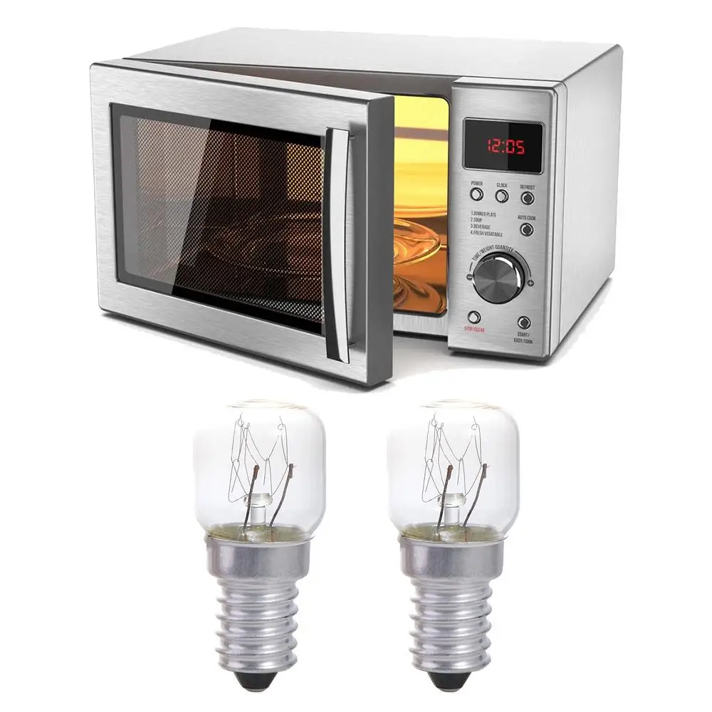 2pcs Oven Light 15W Salt Lamp Bulb E14 Vintage Pygmy Light Bulbs 300 Degree Bright Salt Crystal Lamp Microwave Oven