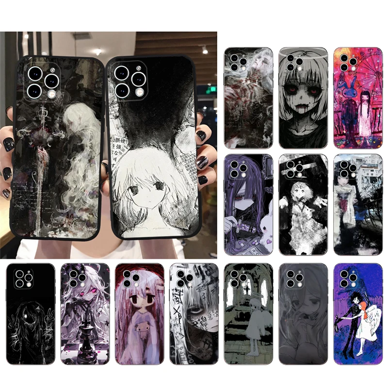 

Phone Case For iphone 17 Pro Max 17 Pro Air 16 15 14 13 Pro Max 15 16 Pro 15Plus Girl Art Painting Sword White Hair Witch