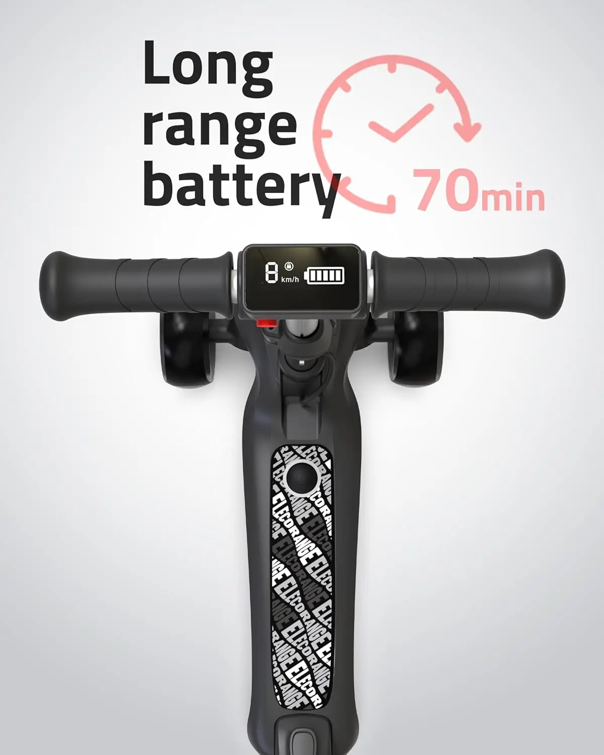 Elecorange T200/T500 Balance Scooter électrique pour enfants de 4 à 9 ans, 2 types de roues avant, klaxon électrique, éclairage complet du corps, large D