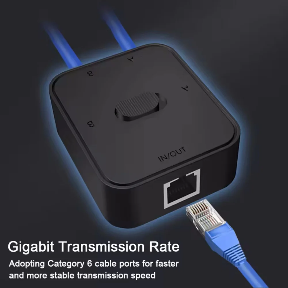 2 Port 1000Mbps Gigabit Network Switch RJ45 Switch Network Splitter Kabel Extender Selector Power Free 2 Way Adapter Connector