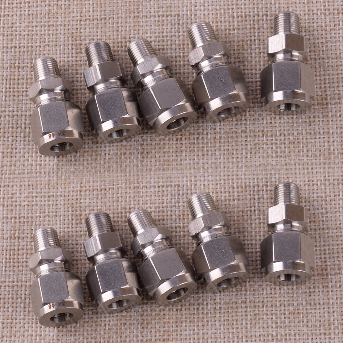 

10pcs/Set Universal Car Auto 1/8" 8mm Tire Changer Machine Air Pipe Valve Fitting Clamp Straight Joint Stainless Steel Silver