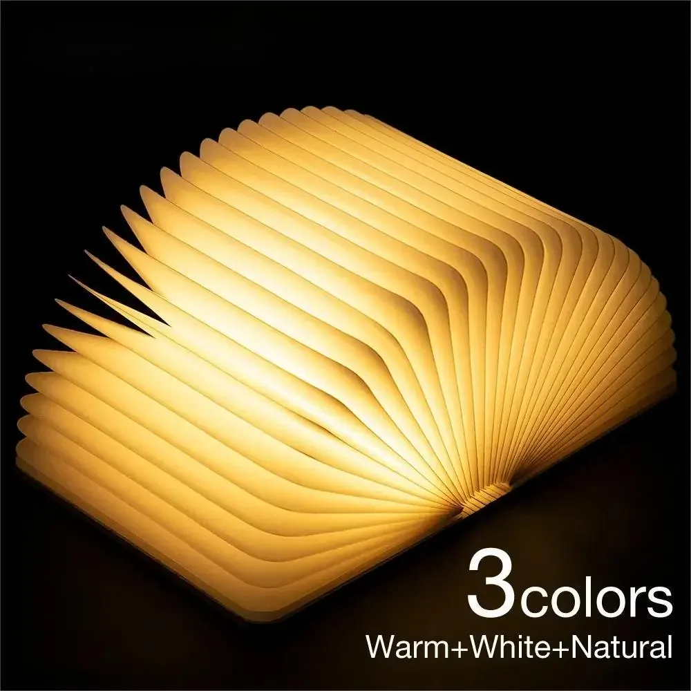 Folding Creative LED Book Folding Flip Night Light USB Charging Tri Color Eye Protection Bedroom Study Atmosphere Lighting