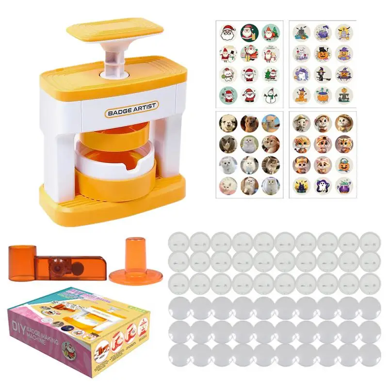 Button Maker Badge Machine Creative Badge Maker Press Machine Toys Button Badge Pin Presser with 48 Badges Kids Christmas Gifts