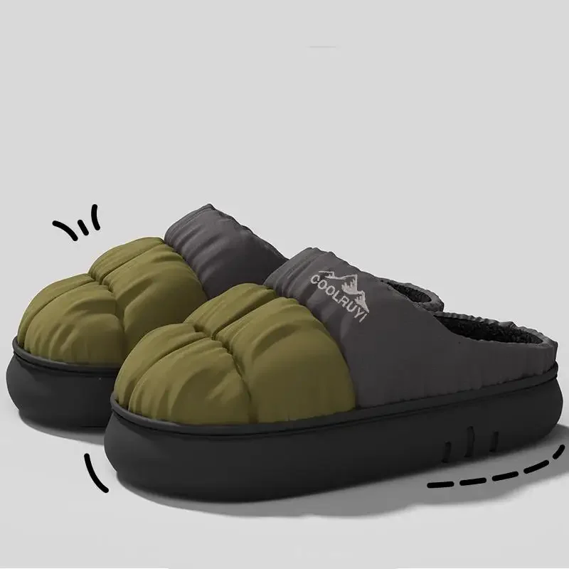 Lange, dicke, warme Winterhausschuhe aus Plüsch für Damen, wasserdichte Outdoor-Hausschuhe, Unisex, gemischte Farben, rutschfeste Baumwollschuhe, bequem für Damen. – Detail 14