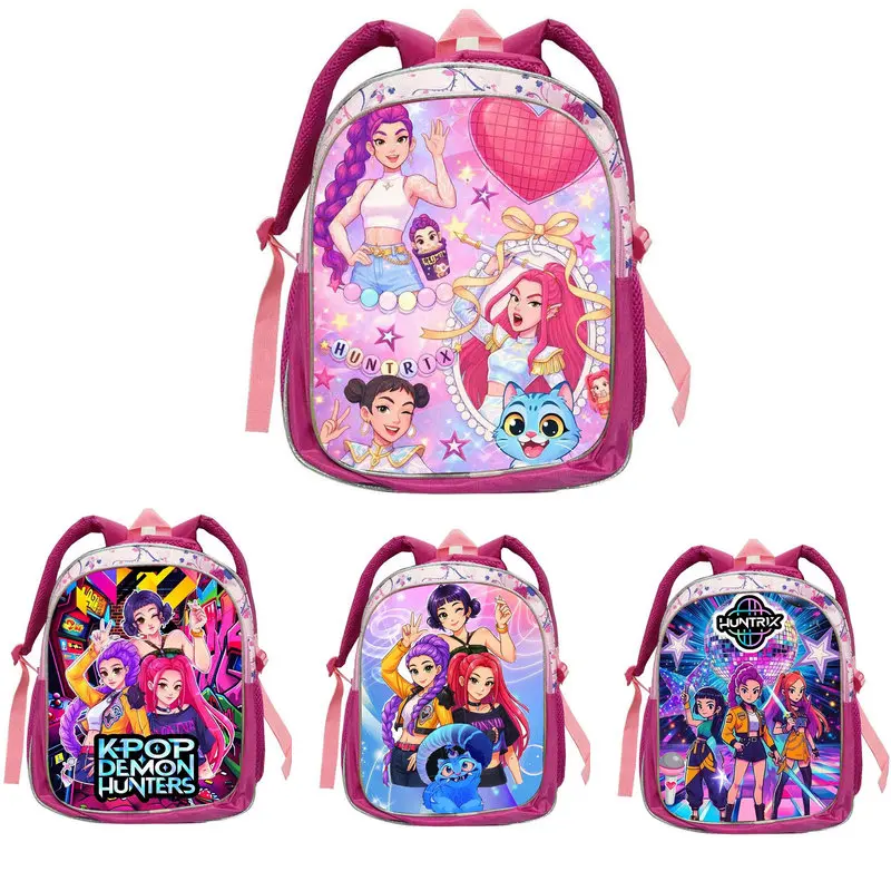

KPop Demon Hunters Backpack Pink Princess Kids Rumi Mira Zoey HUNTR/X Saja Boys Lovely Schoolbag for Girls Mochila