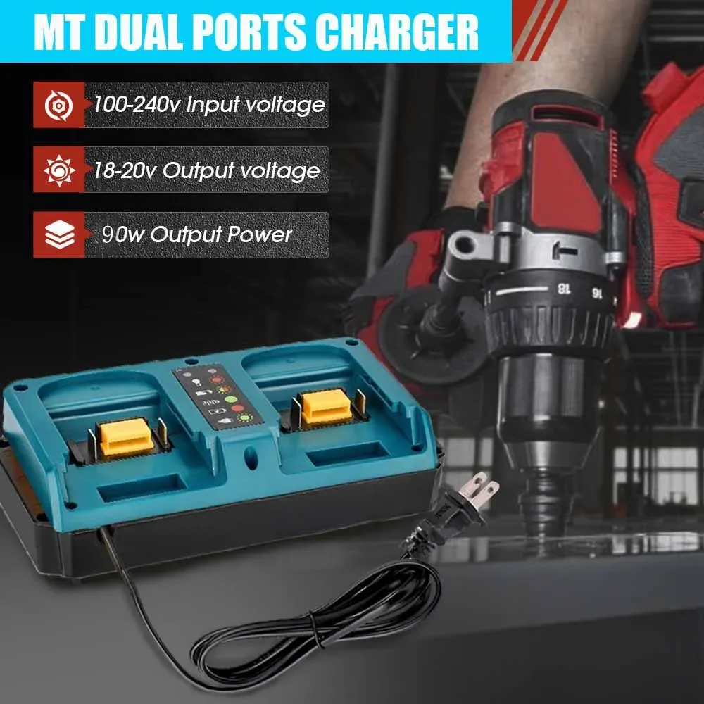 Nuovo caricabatterie portatile a doppia porta per batterie al litio Makita 18V-20V BL1815 BL1820 BL1830 BL1850 Ricarica rapida con spina europea