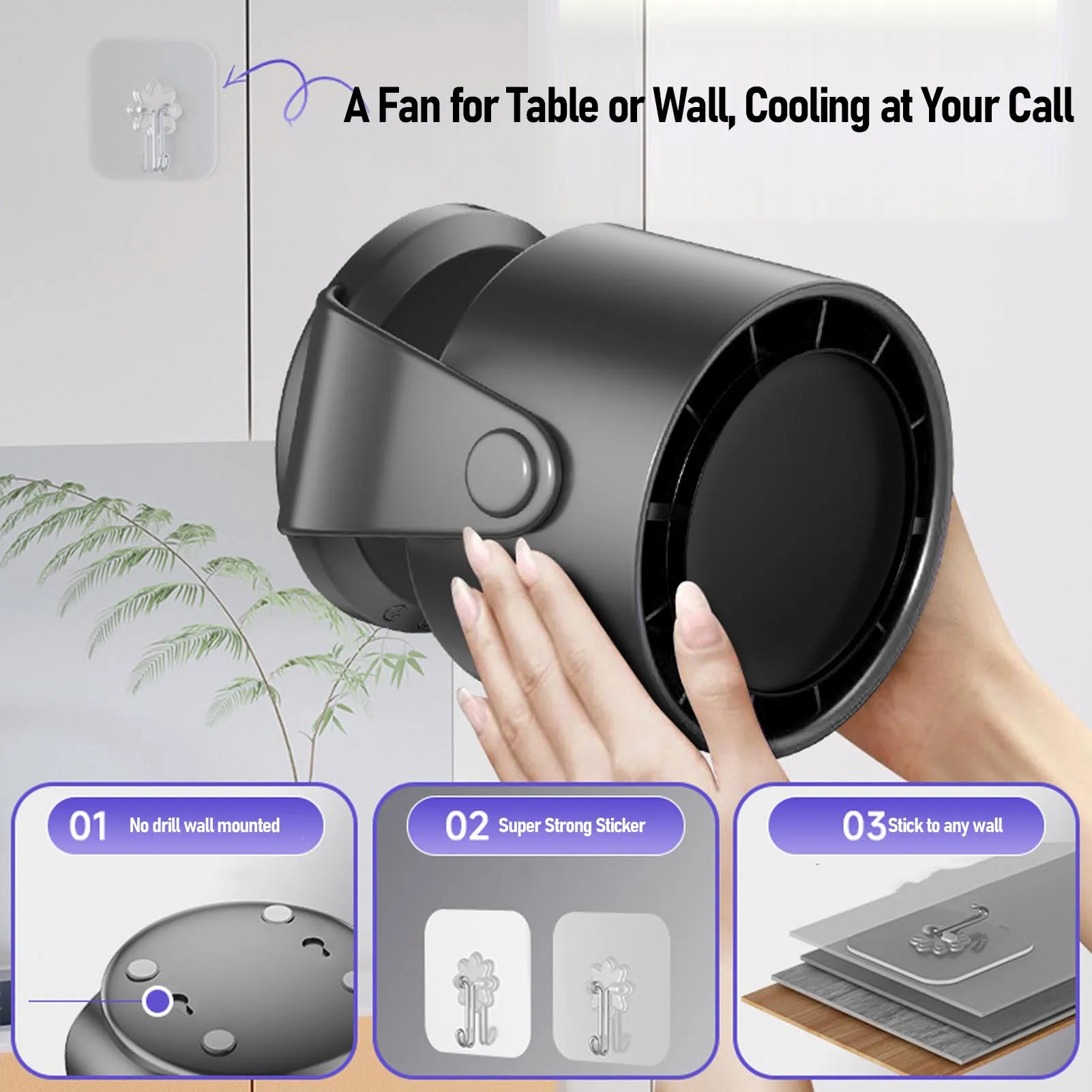 テーブルファン 静音 壁掛けデスクファン デジタルディスプレイ 充電式 USBファン 100段階速度調整 ホームオフィス キッチン 旅行 キャンプ用