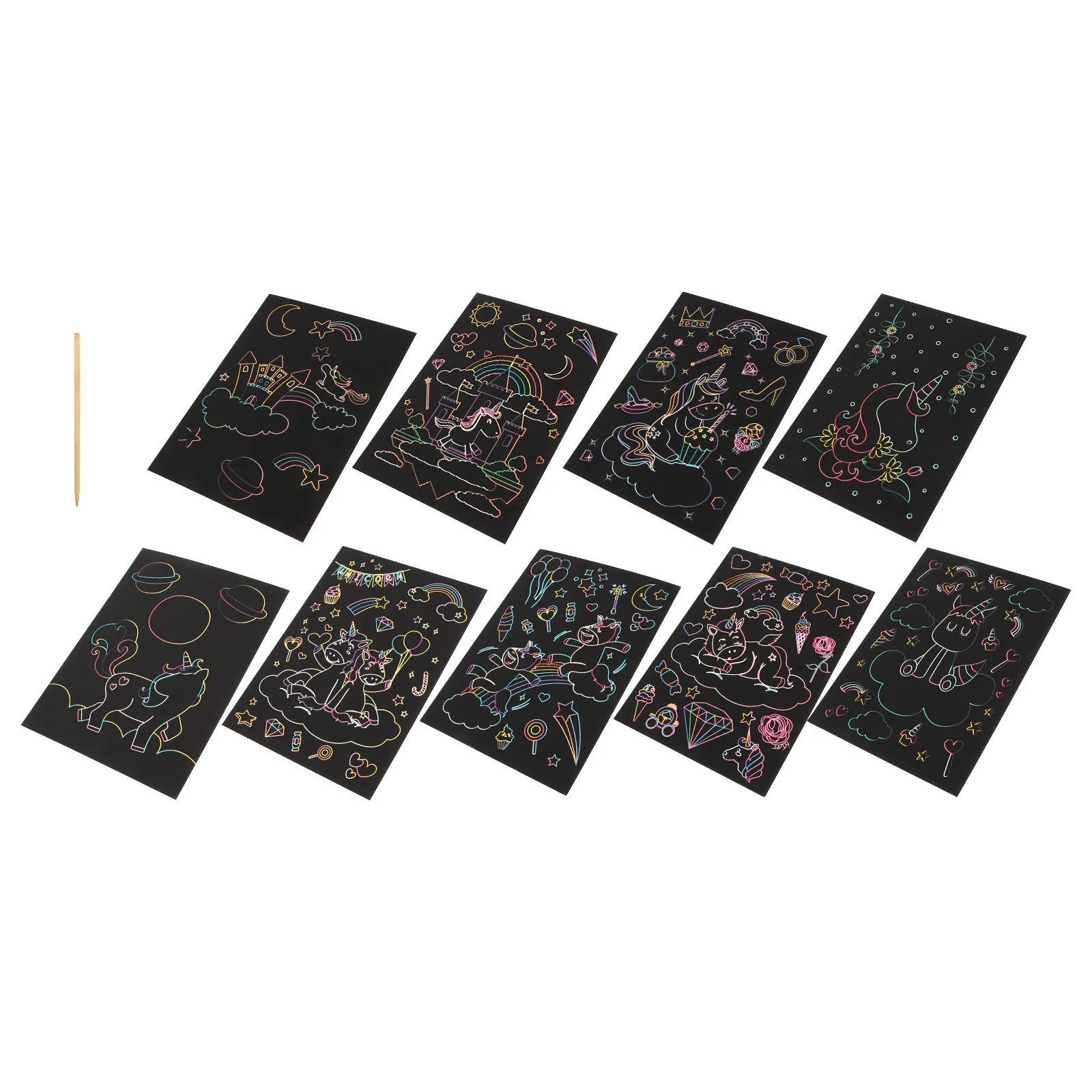 

1Set Scratch Paper Art Kit for Kids Themed Drawing Tool Creative Hand-Painted Cards DIY Craft Perfect for Family Bonding