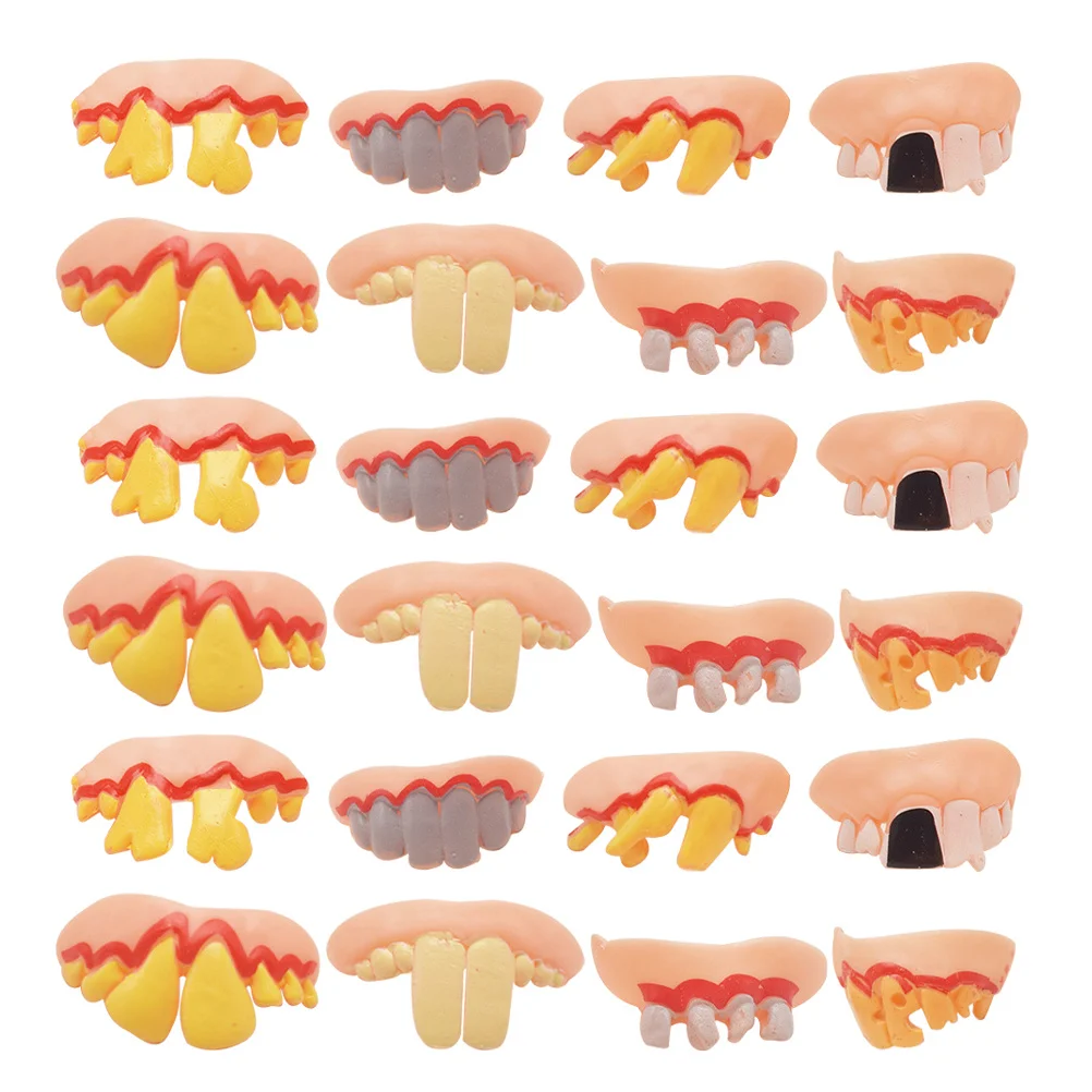 

30 шт., аксессуары для костюмов с искусственными зубами, забавные протезы на Хэллоуин, вечерние розыгрыши, страшный реквизит для косплея, уродливые зубы, декор для ролевых игр