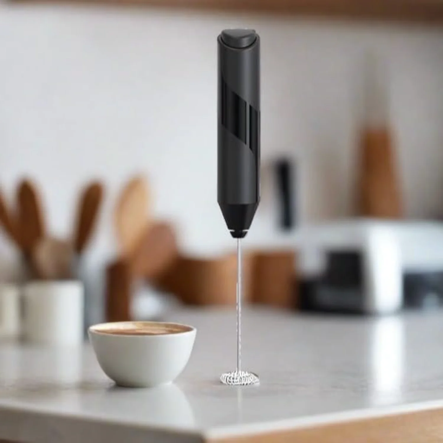 ミルク泡立て器 ステンレススチール バッテリー駆動フォームメーカー 泡立て器 ドリンクミキサー ブレンダー コーヒー、フラッペ、ラテ、マキアート、抹茶用