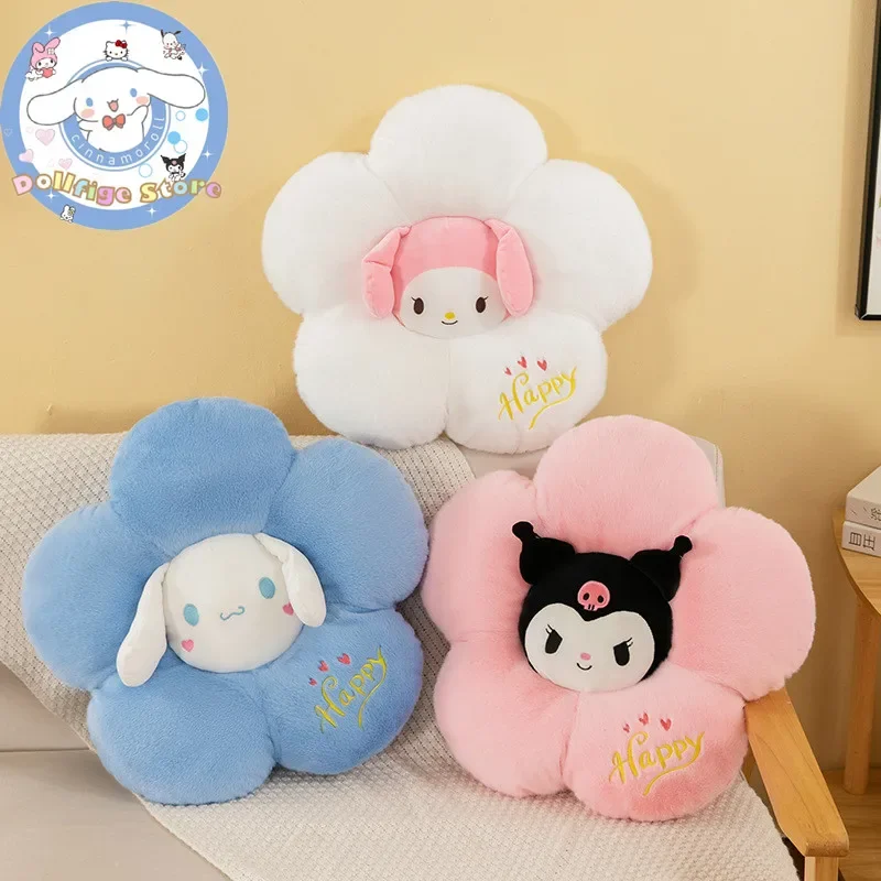 Sanrio Cartoon Flower Kuromi My Melody Cinnamoroll Pillow Plush Household Sofa Chair Office Bedroom Floor Cushion Kawaii Gifts