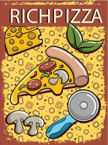 

1a, металлическая табличка в винтажном ретро-стиле Rich Pizza Classic, банка, дверная вывеска, пищевой алюминий-алюминий