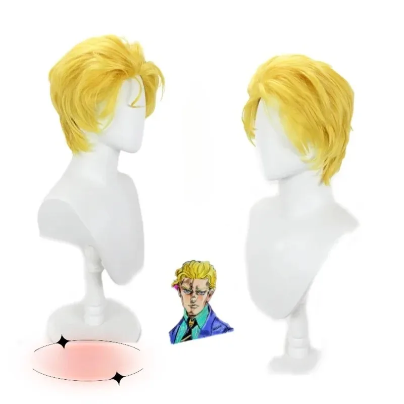 JoJo Kira Yoshikage Anime Cosplay Wig Golden Spiky Hair jk;6