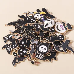 Mixed 20pcs Enamel Halloween Death Ghost Charms Pendants for Jewelry Making Cute Earrings Necklaces DIY Craft Jewelry Gifts