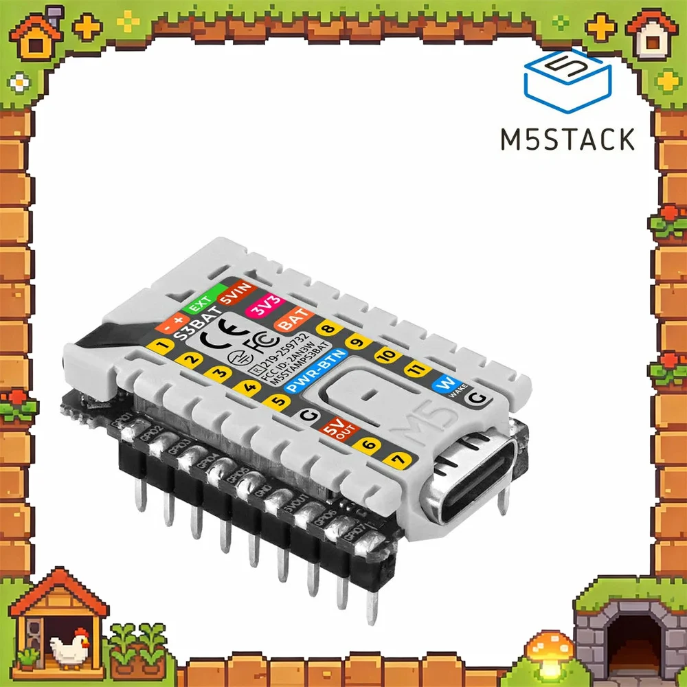 M5Stack M5StampS3 BAT ESP32-S3 Embedded Core Module with Power Management and 2.54mm Header Pins
