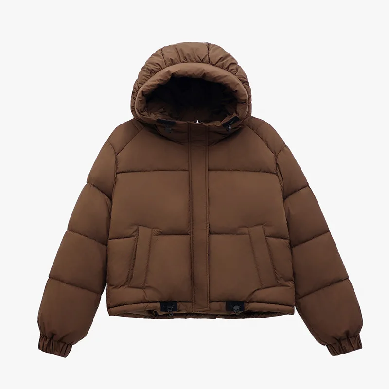 Abrigo de invierno para mujer, puños elásticos con cordón recogido individual para mujer, abrigo acolchado grueso minimalista a prueba de viento