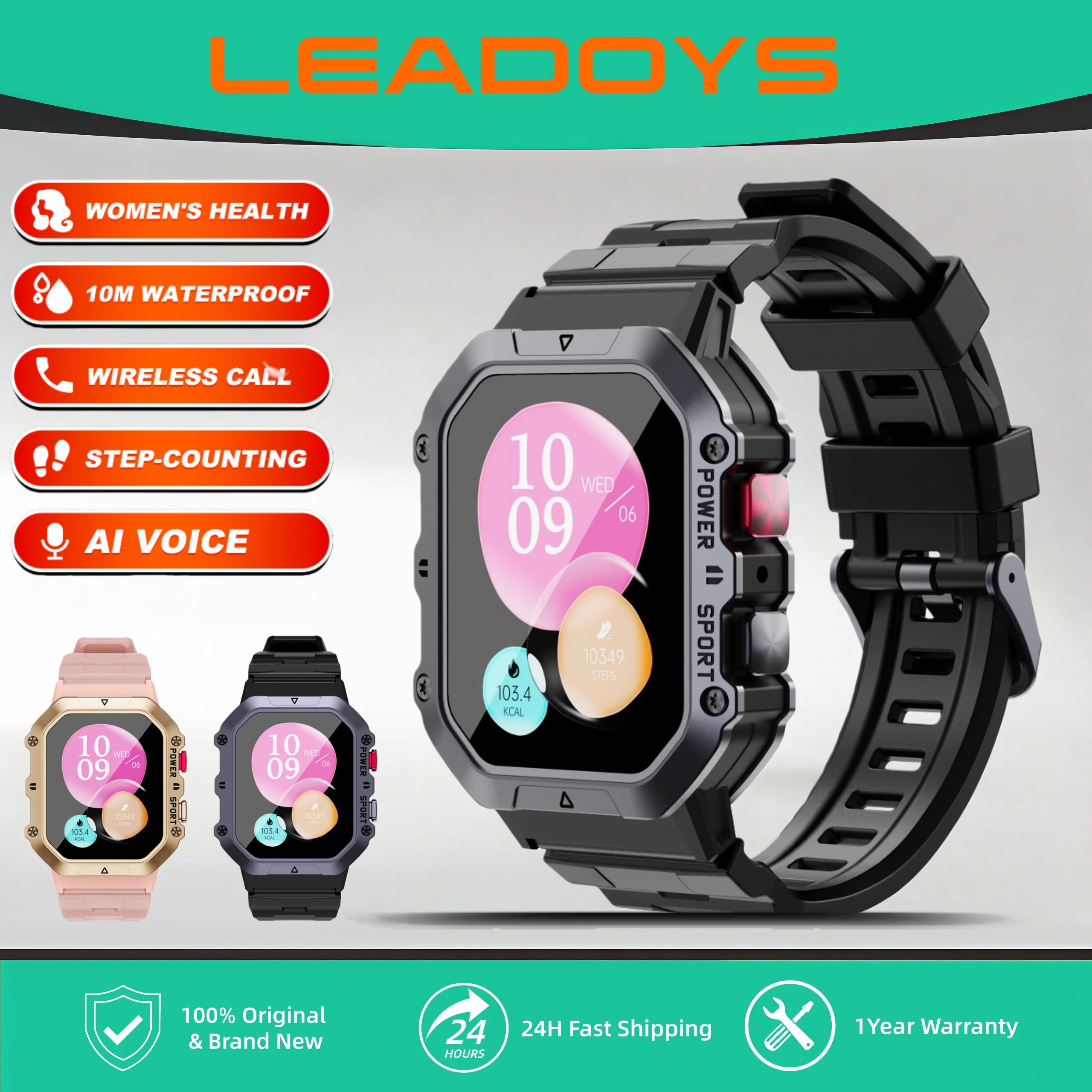 

Leadoys New LW01 Smart Watch Men Bluetooth Calls 1.65-inch AMOLED Screen SMS Information Display Music Playback Outdoor Sports