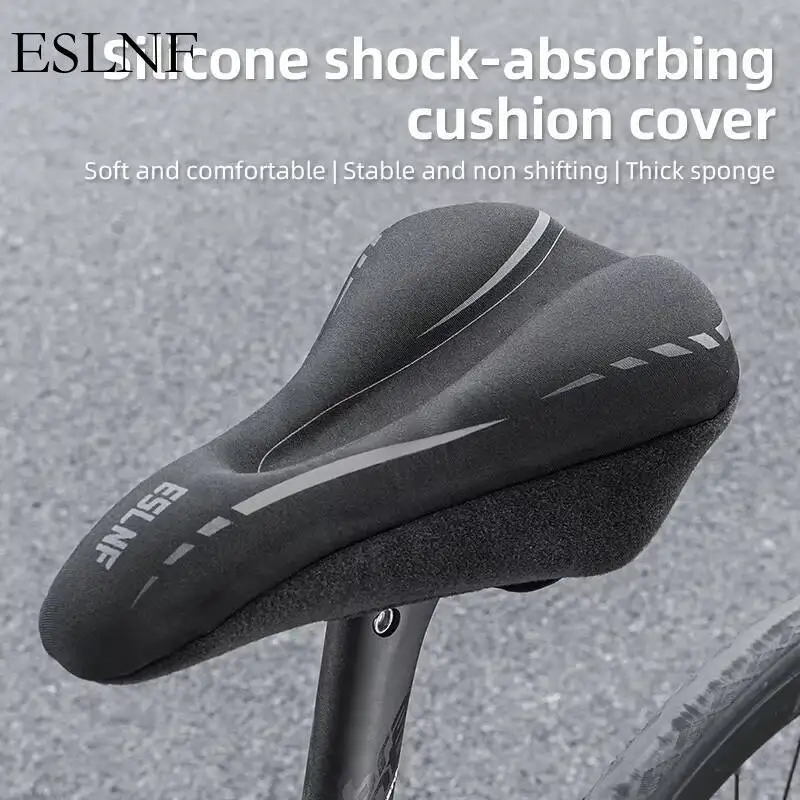 ESLNF Comfort Silicone High Elastic Bike Seat Cushion Gel Padded Bike Seat Cover image 2