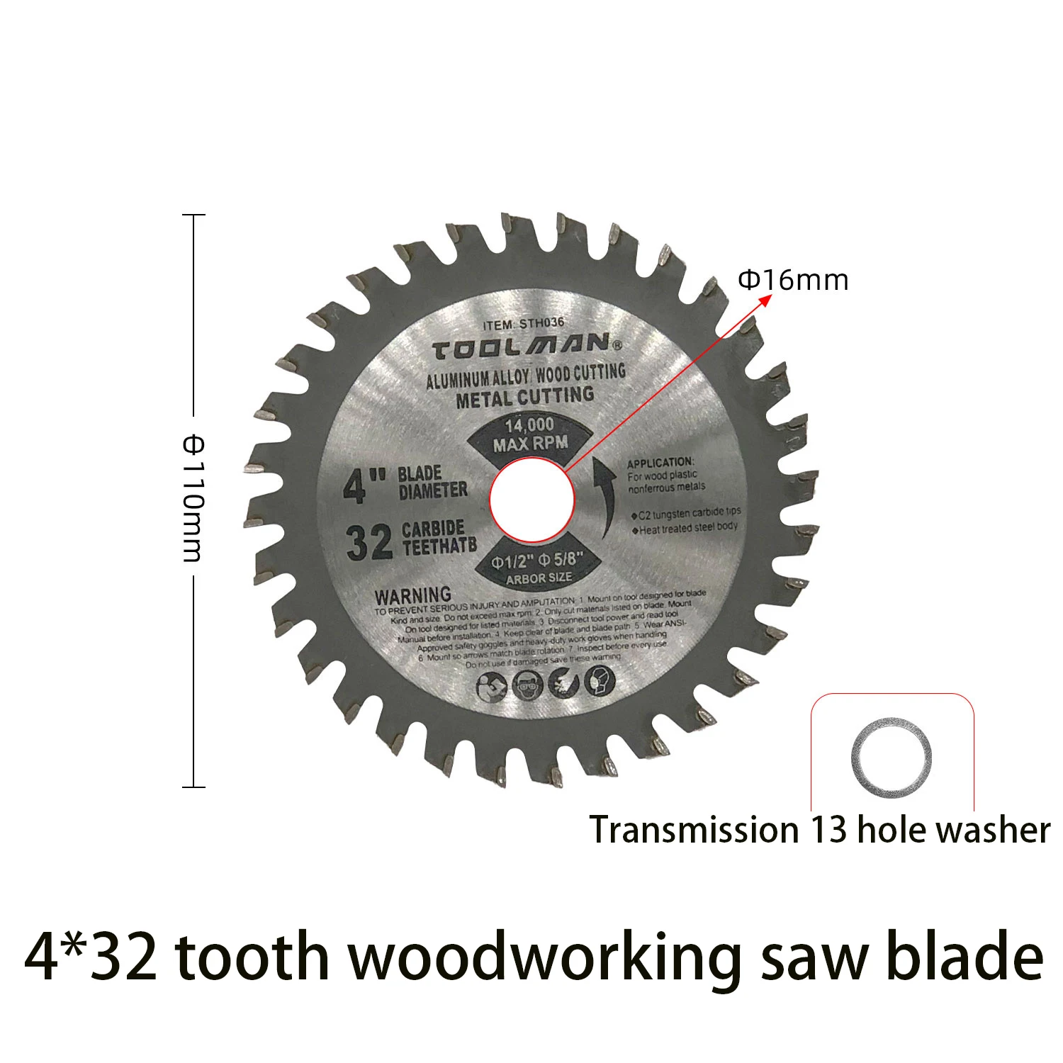 Imagem -05 - Peça 4*32 Dentes 110 mm Lâmina de Serra de Carboneto 30 Dentes Disco de Corte de Madeira Adequado para Madeira Maciça Painel Artificial Corte de Madeira Compensada t 1