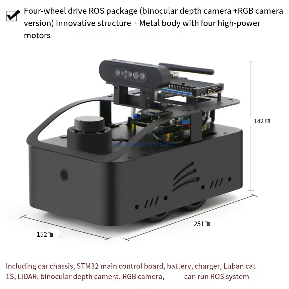 ROS Robot Luban Cat 1S Embedded Development Board RK3566 with Industrial Design Chassis Compatible with Raspberry Pi