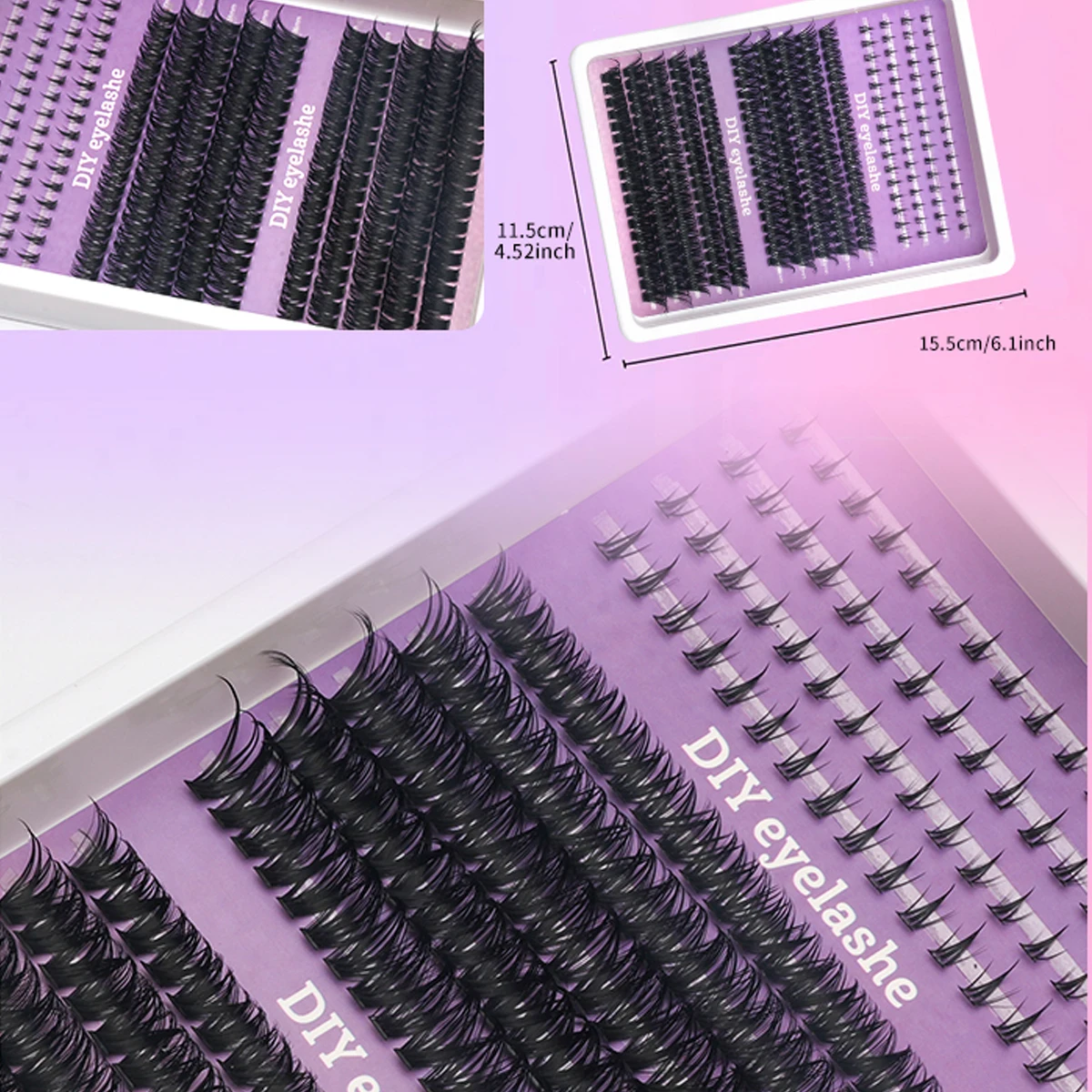Neuer 14-reihiger 30D-100D 5D Flauschiger und dicker Wimpernkamm 10-16mm mit Smart-Personal-Wimpernverlängerung für untere Wimpern