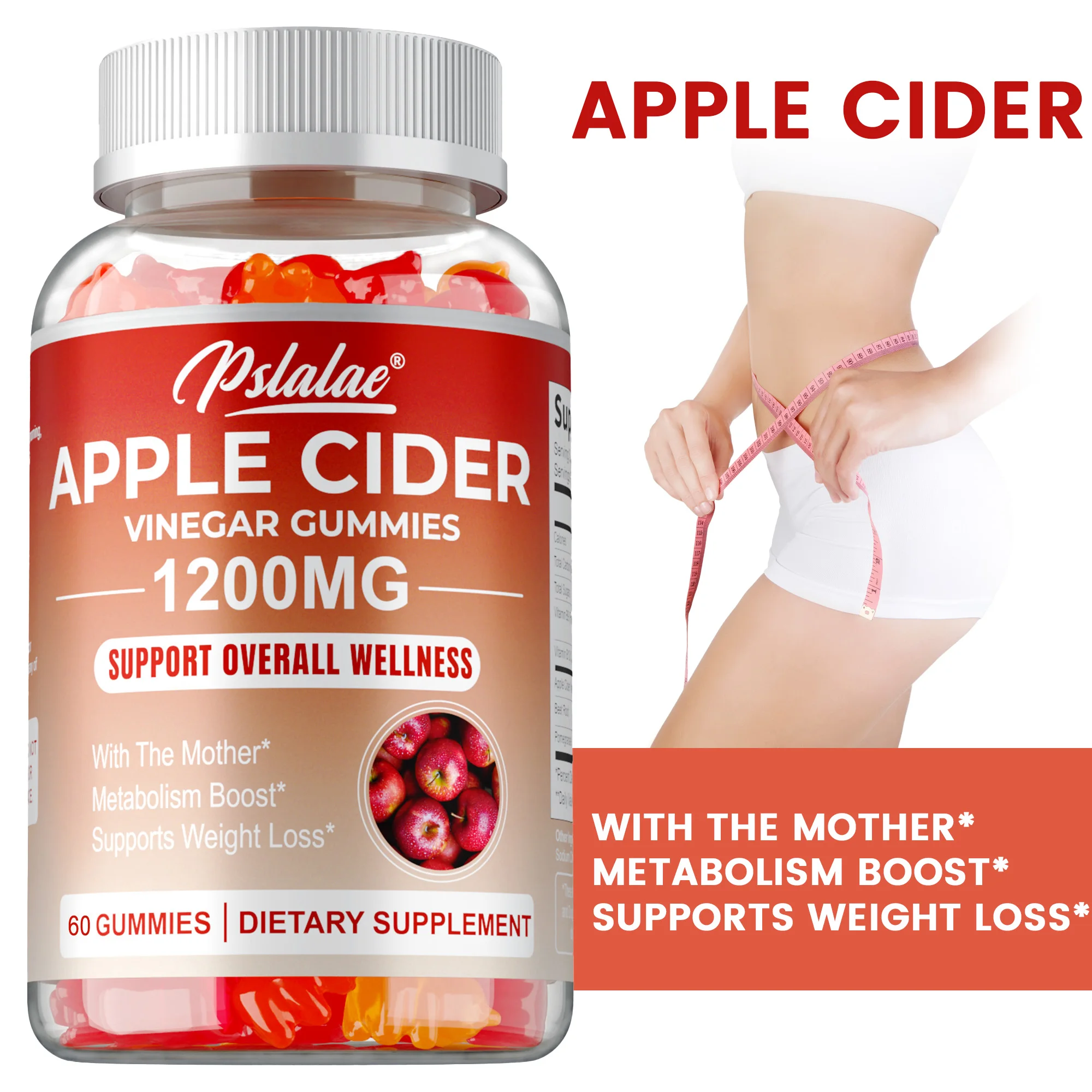 

Apple Cider Gummies - Reduces Bloating and Constipation, Improves Digestion, Boosts Immune System, Weight Management