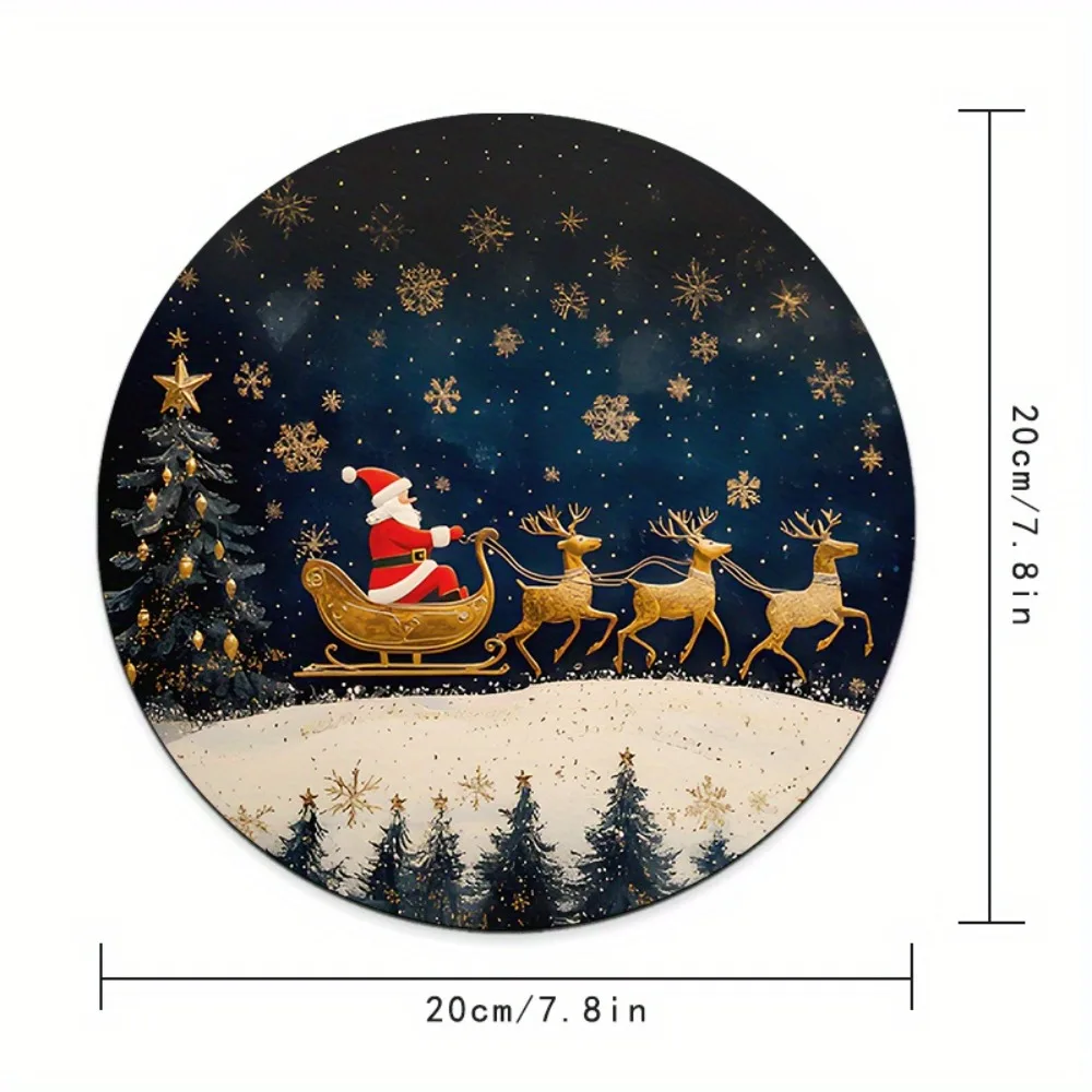 لوحة الماوس المستديرة المطبوعة بمزلاج عيد الميلاد متينة ومقاومة للماء ومضادة للانزلاق، مناسبة للاستخدام المنزلي والمكتبي