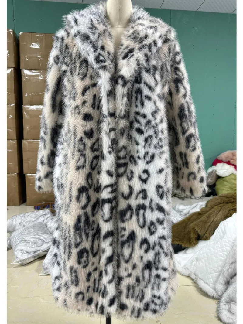 ZADORIN الفاخرة مربوط طويل ليوبارد فو الفراء معطف امرأة Y2k الملابس موضة التلبيب سميكة الدافئة رقيق سترة معاطف الفراء ملابس خارجية