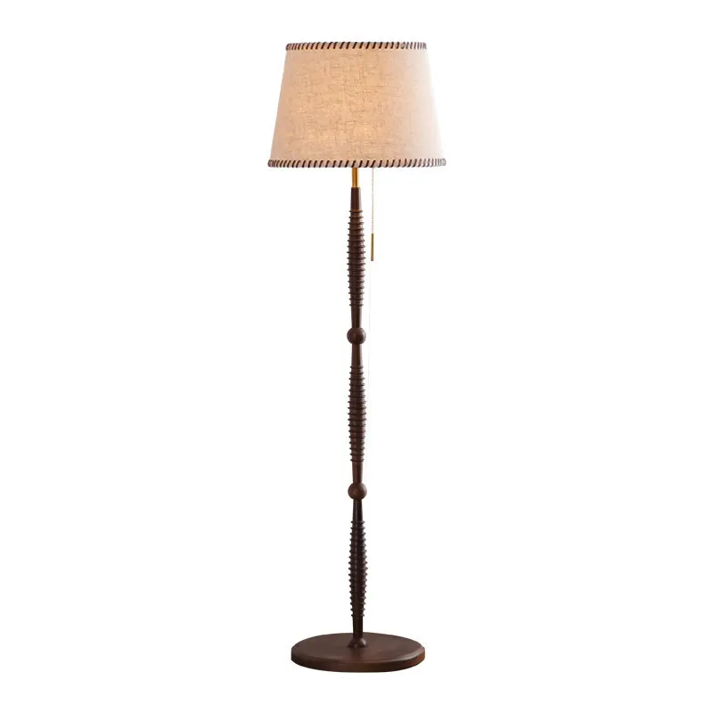 

Medieval solid wood floor lamp retro living room sofa next to study bedroom bedside decorative vertical lamp