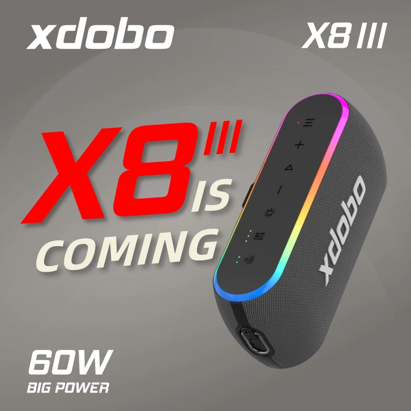 Xdobo X8III 60 واط بصوت عال بلوتوث المتكلم مع صوت ستيريو ، المدمج في بنك الطاقة ، IPX7 مقاوم للماء ، لحزب المنزل في الهواء الطلق