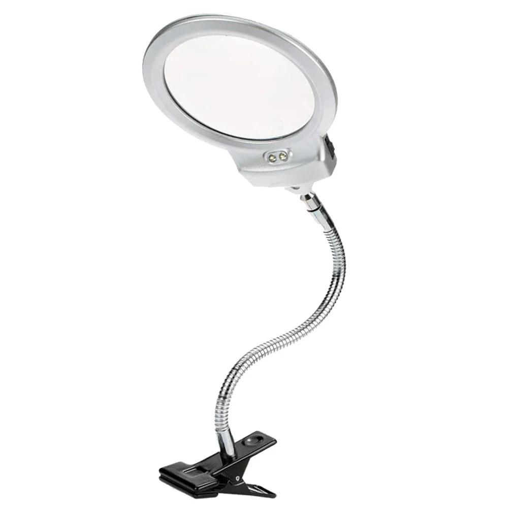 

LED Magnifying Glass Lamp Clip Metal Gooseneck Adjustable Reading Desk Light Study Lamp for Home Office Sewing Craft