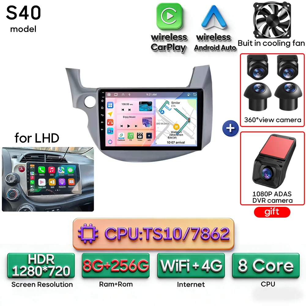 Android 16 For Honda Jazz 2 GG 2008 - 2014 Fit 2 GE GP GE 2007 - 2014 Car Radio Multimedia Video Player GPS Navigation CarPlay image 3