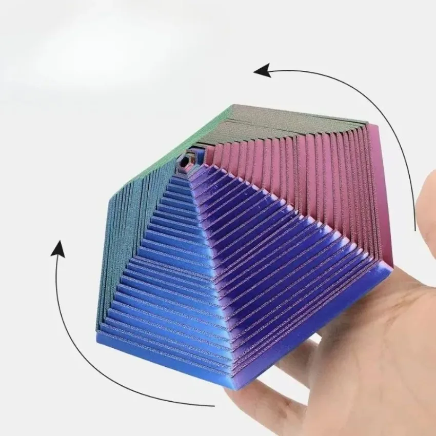 

7cm 3D Printed Fractal Hexagon Fidget Toy Portable Anti-Stress Desk Ornament Visual Relaxation Toy for Kids Adult Christmas Gift